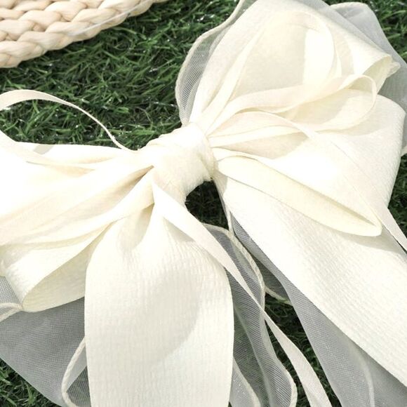 XMAS SALE Handmade Elegant Beige Bow Hair Clip - Picture 4 of 6